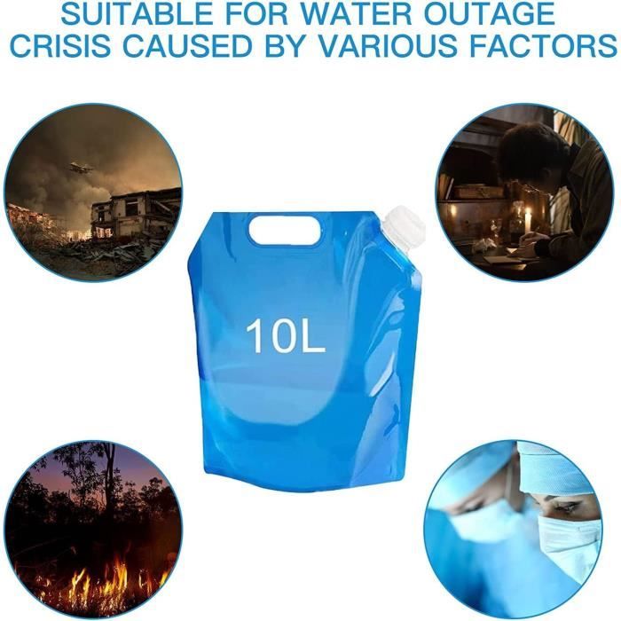 Bidon D'eau Pliable 10L – Poche à Eau Portable Avec Couvercle, Réservoir Souple Pour Camping, Rando, Pique-nique Et BBQ – Conteneur Alimentaire Réutilisable