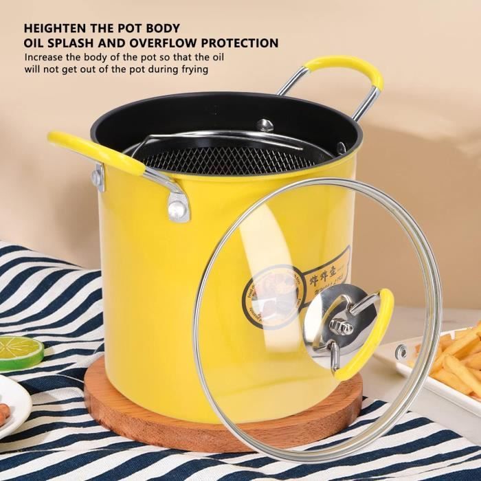 Mini Friteuse 3L, Friteuse Japona , Avec Couvercle De Support De Filtre À Huile En Acier