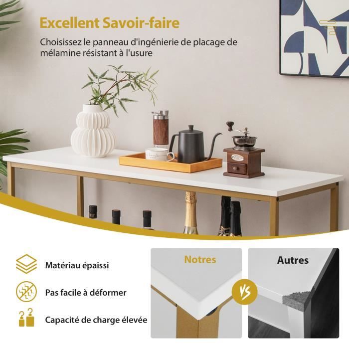 Buffet Cuisine 110cm - Meuble Bas 3 Compartiments 2 Étagères - Blanc - Rangement Salle à Manger