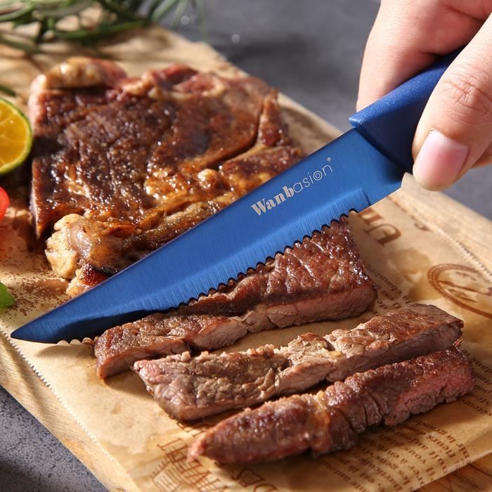 Couteaux à Steak, Couteau de Table Acier Inoxydable 8 pièces, Set