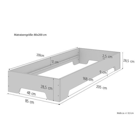 lit Simple avec sommier 60.48-08-190 Erst-Holz Lit empilable en pin Massif Naturel 80x190