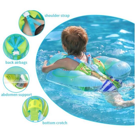 Bouée Bébé Avec Pare-soleil UPF50+ – 6-36 Mois – PVC 0,35 Mm – Clochettes – Pompe Incluse