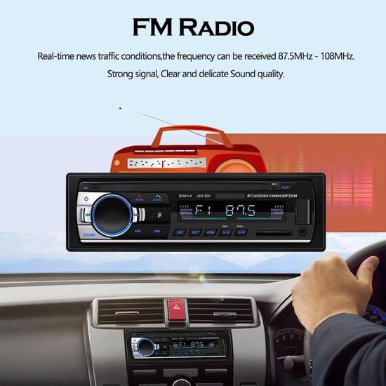 Andven Autoradio Bluetooth, Main Libre Stéréo Auto Radio Supporte  AUX-SD-USB - MP3 - MAV, FM Radio Voiture Récepteur avec [110]