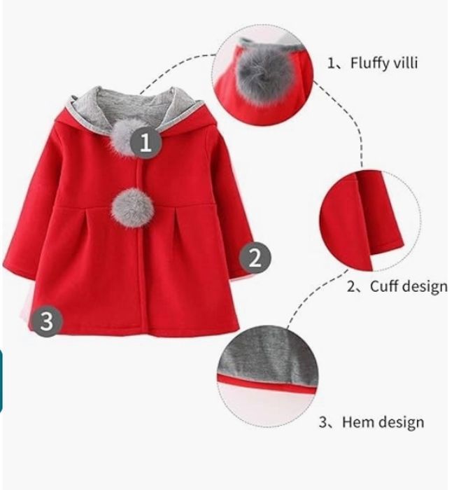 Odziezet Manteau De Bébé Filles Manteau Chaud D'hiver Veste Chaud épais