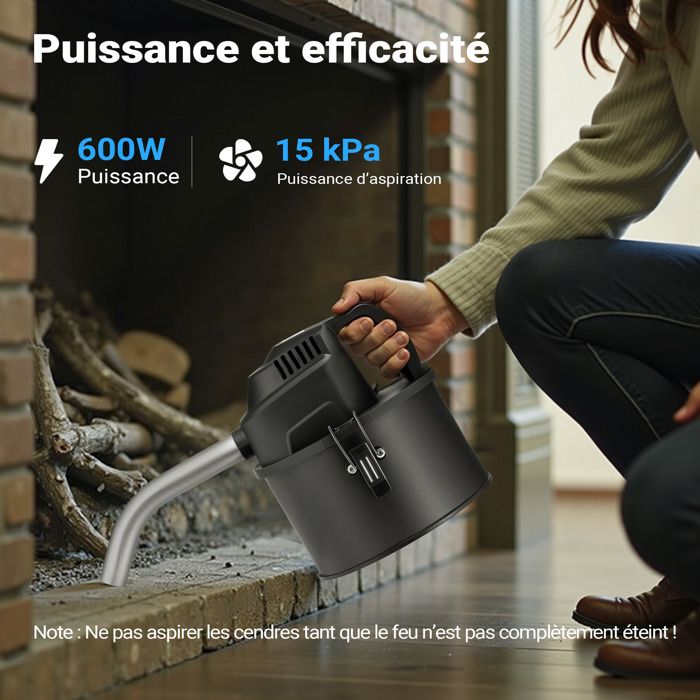 VEVOR Aspirateur A Cendres, 15 L, Aspirateur De Cheminee Avec Aspiration Inversee Puissance 1200 W Cable Dealimentation 3 M Aspiration 16 Kpa Filtre Hepa Pour Cheminee Foyer Barbecue Atelier 85843648