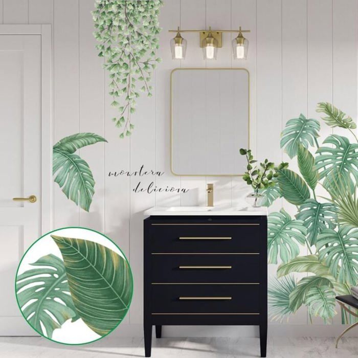 2 Pièces Tropicaux Plante Feuille Palmier Autocollants, Sticker Mural 2 Pièces Tropicaux Plante Feuille Palmier Autocollants, Sticker Mural