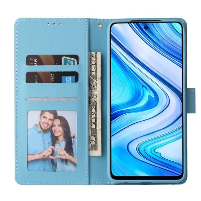 Coque à Clapet Style Book Pour Xiaomi Redmi Note 8 Pro - Bleu, Protection Complète TPU