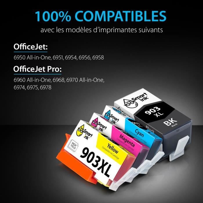 Compatible Cartouches HP 903 XL Noir/Cyan/Magenta/Jaune pour HP