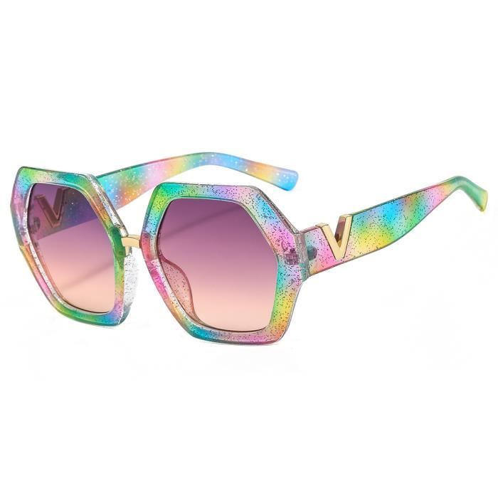 Couleur Brun Mouchete Lunettes de soleil hexagonales surdimensionnees pour femmes verres solaires de stylist Achat Vente lunettes de vue couleur Brun Mouchete Lunettes Cdiscoun