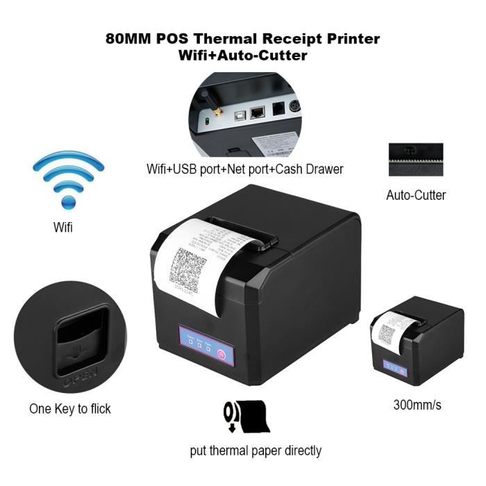 Imprimante Thermique Reçus ACLAS 80mm - USB + RS-232 - 150 Mm/s - Compatible Windows