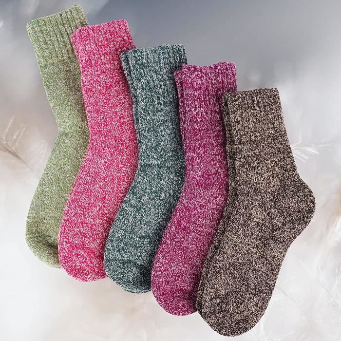 Chaussettes chaudes femme en laine et coton pour l'hiver