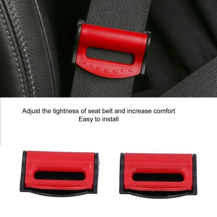 Ajusteur de ceinture de sécurité 2 pièces (noir), positionneur