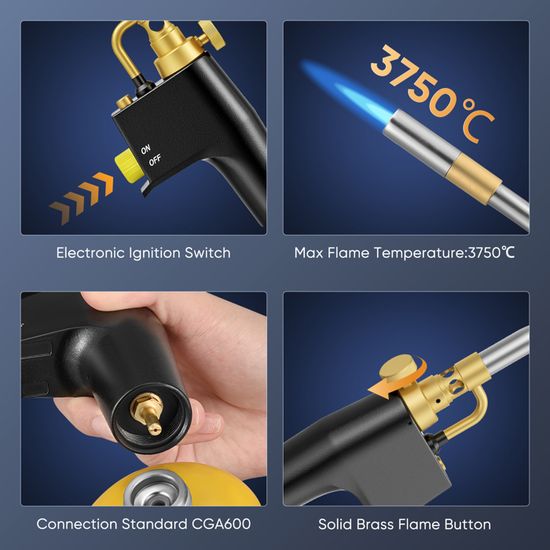 Chalumeau à Gaz DOMINOX – Compatible Propane, MAPP – Température Jusqu’à 1315°C – Pour Cuisine, Soudure, Désherbage - 5