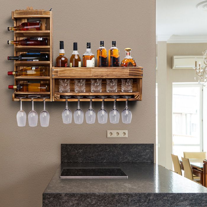 IBUYKE Casier à Vin Mural, Lot De 2, Porte Bouteille Mural En