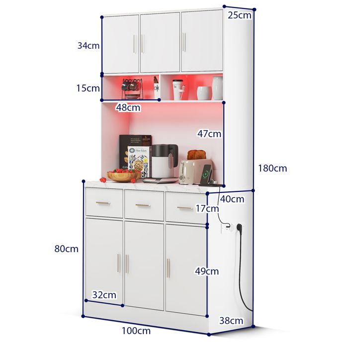 Armoire Vitrée Avec LED 16 Couleurs - 140x40x80 Cm, 4 étagères Verre, Rangement Salon/entrée, Alimentation USB