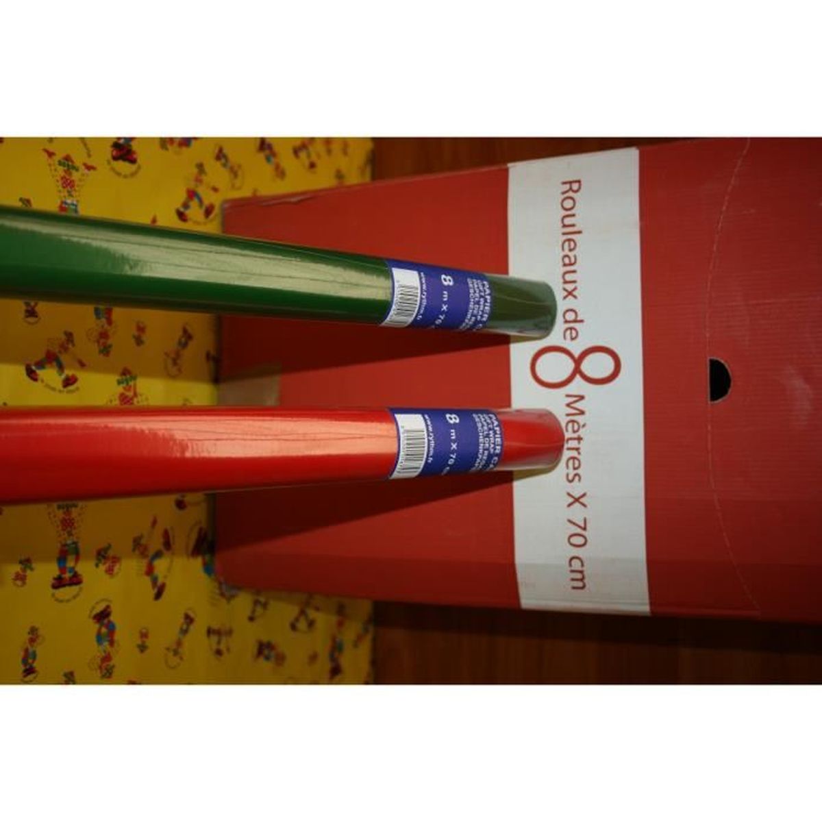 Noël Papier Cadeau Rouleau 10 étiquettes Effet Métallique Noël Wrap 2 x 4 m Rouleaux