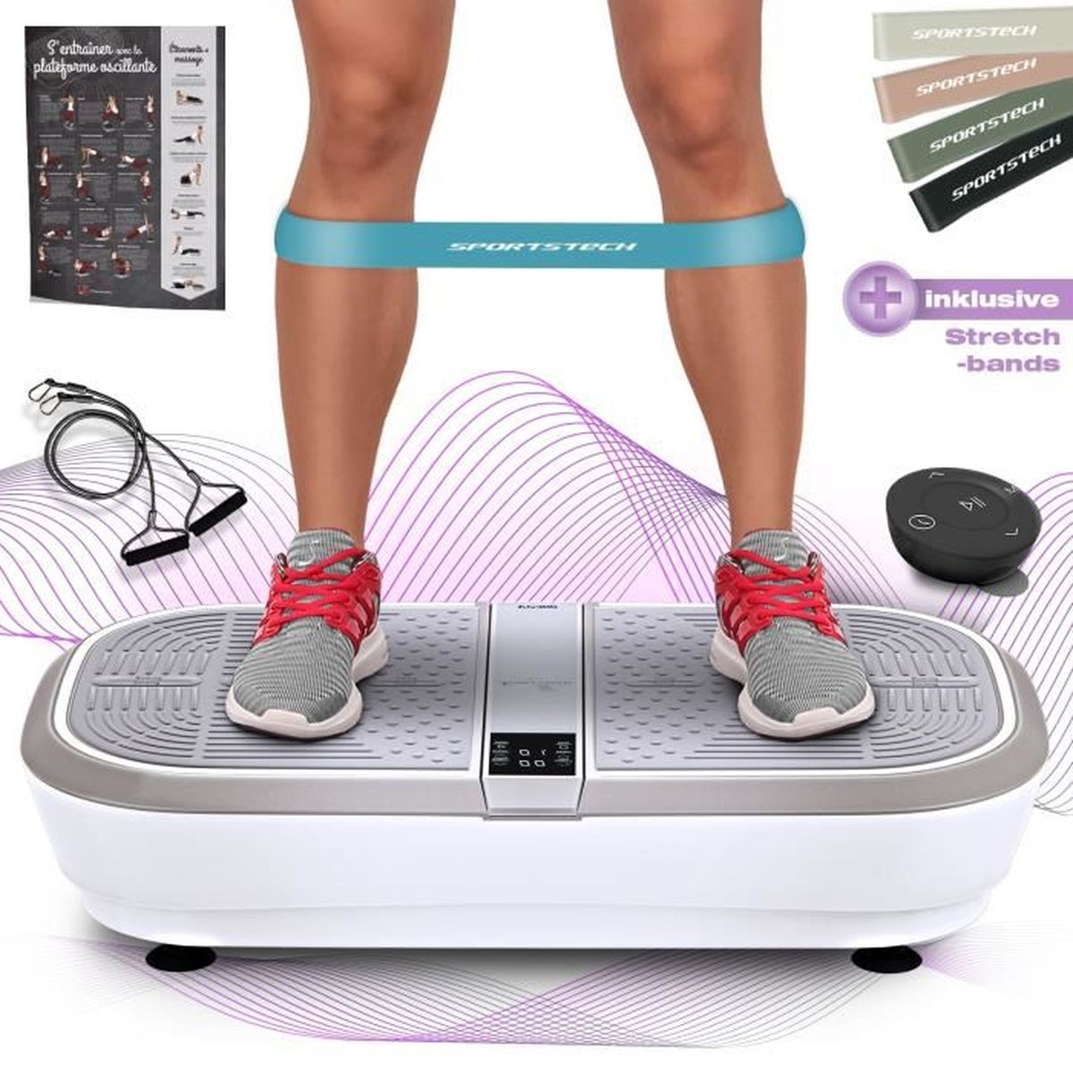 Plateforme Vibrante et Oscillante - 200W - Noir - 150kg - Bluetooth - Sport