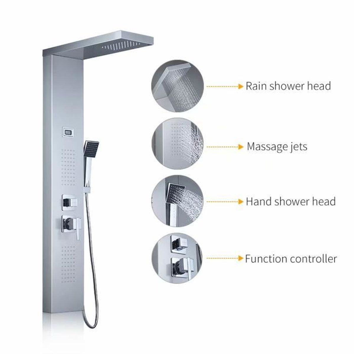 Auralum Colonne de Douche Hydromassante Écran LCD Affichage Température