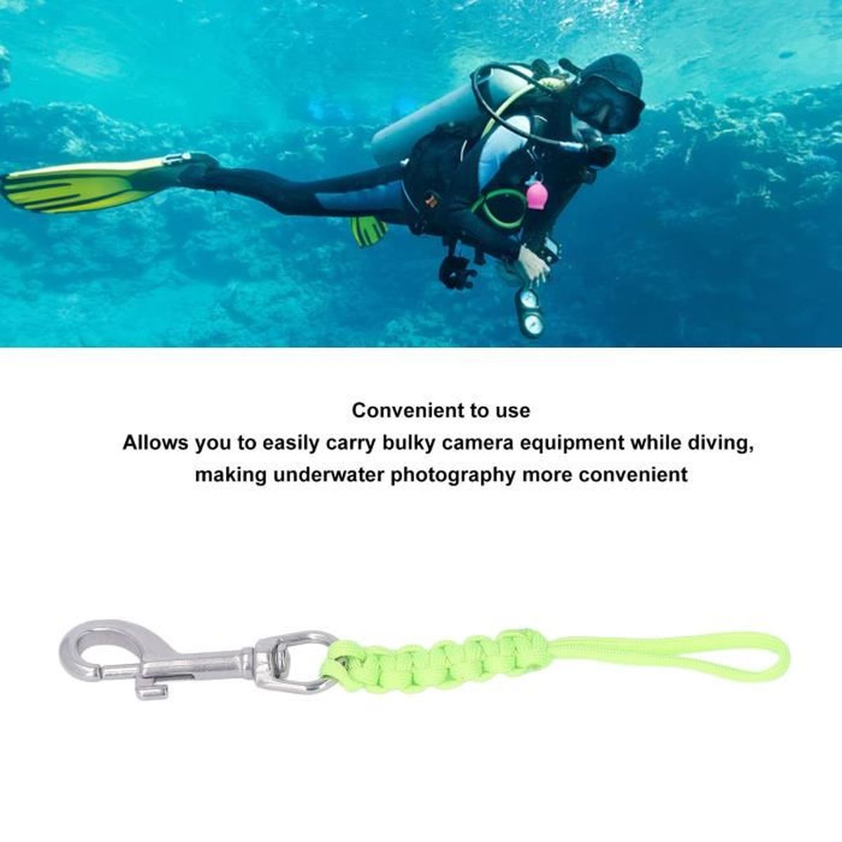 Corde à Ressort En Acier Inoxydable Pour Caméra De Plongée - Anti-perte, Avec Mousqueton Rapide - Pour Plongée, Escalade Crochet Dégagement Rapide