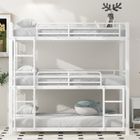 LEYTN Lit superposé enfant 3 places 90 x 200cm Lit triple en métal Lit simple avec Sommier à lattes - blanc