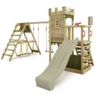 FATMOOSE Aire de jeux Portique bois BoldBaron avec balançoire SurfSwing et toboggan vert sauge Maison enfant extérieure