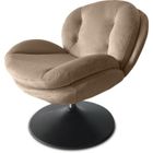 Fauteuil - ATHM DESIGN - RONDO - Velours Taupe - Pieds Métal Noir - 1 place