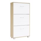 CASARIA Meuble à chaussures 3 abattants 115x60x24cm Armoire de rangement 18 paires Étagère couloir entrée chêne blanc
