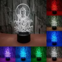 7 Couleur Tactile Bouddha statue 3D Visuelle LED Nuit Lumière Pour Les Enfants USB Table Lampe Lampe Bébé de Couchage veilleu D02C88