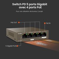 Switch PoE 5 Ports Gigabit Tenda TEG1105PD