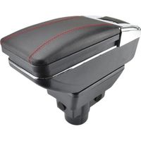 Accoudoir De Console Centrale En Cuir Noir avec couvercle glissé Spécifique pour Opel Corsa D 2006-2014(avec des coutures rouges)