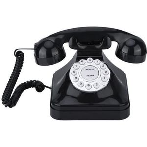 Téléphone fixe Téléphone fixe rétro noir multifonctionnel - WX-30