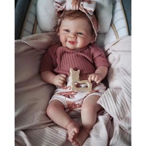 POUPÉE Pinky Reborn Adorables Poupées Bébé Fille 50 cm Réalistes Nouveau-nés Corps en Tissu Yeux Bleus Cadeau pour Enfants à partir de 3 an