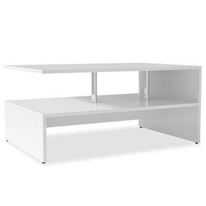 TABLE BASSE Table basse en aggloméré - Blanc mat - 90 x 59 x 4