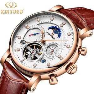 MONTRE KINYUED Montre Homme - Marque - Automatique - Etanche - Désigne Classique - Cuir - Marron