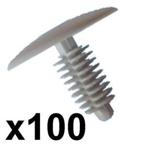 10x Gris Plastique Sapin TRIM CLIPS 7 mm Trou 14 mm tête de voiture fixation attache