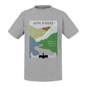 MAILLOT DE CYCLISME T-shirt Enfant - Fabulous - Gris - Manches courtes - Alpe d'Huez Cyclisme Vélo France Montagne Tour