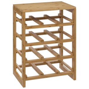 Range-bouteilles, étagère à bouteilles en bambou coloris naturel - Longueur 35 x Profondeur 24 x Hauteur 47 cm