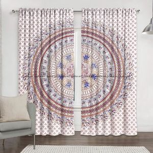 Sophia Art Indien Rouge Ombre Mandala Hippie Rideaux Bohemian psych/éd/élique Rideau de fen/être Panneau de Rideau drap/é Indien Fait /à la Main.