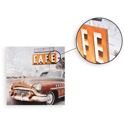 Cadre Toile Tableau 3d Voiture Ancienne Cafe Vintage Retro 60 X 60 Cm B Achat Vente Tableau Toile Cdiscount