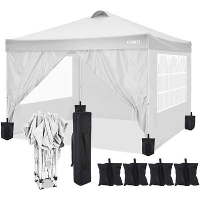 COBIZI Tonnelle De Jardin,Tonnelle Pliante 3x4,5 Avec 4 Parois Latérales Et Sacs De Sable,Barnum Pliant Tonnelle Tente,Imperméable Anti UV Tonnelle Pour Plage Terrasse Camping(3 Par 4,5m Bleu Foncé