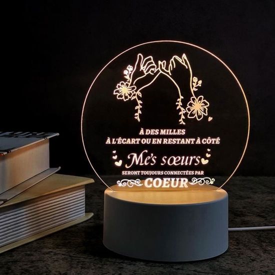 WAVEJOE Veilleuse En Cristal 3D Avec Inscription « To My Bestie », Cadeau De Noël Pour Mon Meilleur Ami, Sœur, Garçons Et Filles, Femmes, Cadeaux D' Amitié