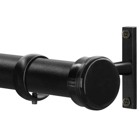 Tringle à Rideaux Réglable 71-127 Cm - Noir Mat Rustique - Support Renforcé Jusqu'à 11 Kg