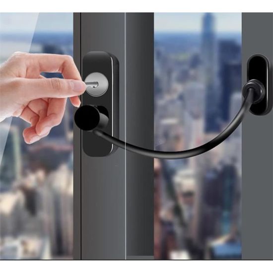 Entrebâilleur De Sécurité Pour Fenêtre/porte – Avec Câble Et Clé, Noir, En Alliage Zinc, Pour Enfant/bébé - 9