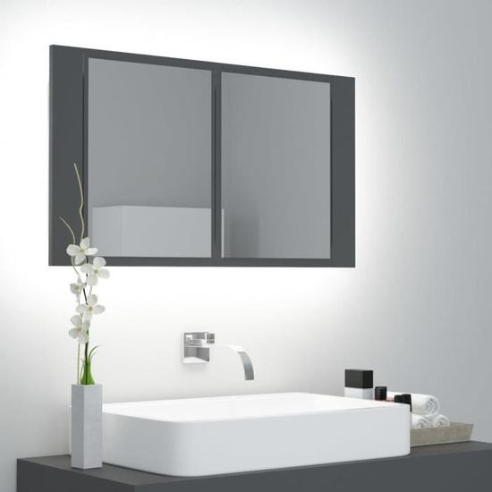 Nouveauté!Armoire de salle de bain à Miroir Décoratif - Miroir Attrayante salon à LED Gris 80x12x45 cm317