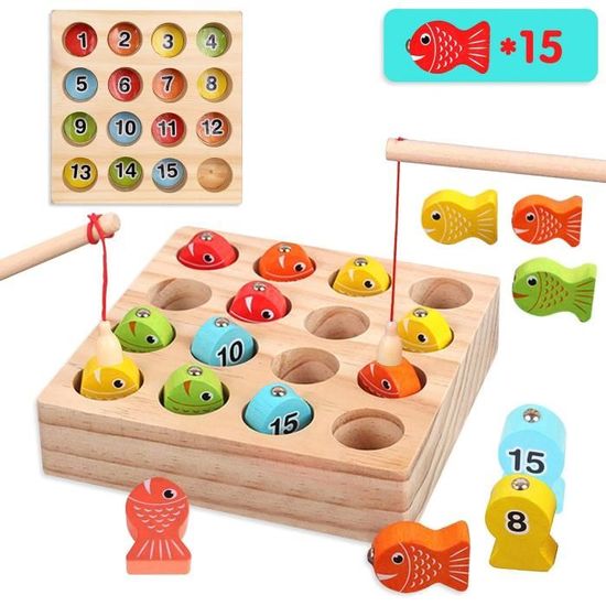Jeu de pêche en bois, abeille magnétique Montessori 2 en 1 pour l'école maternelle, cadeau pour enfants de 3 ans et plus - Jeux - Jouets