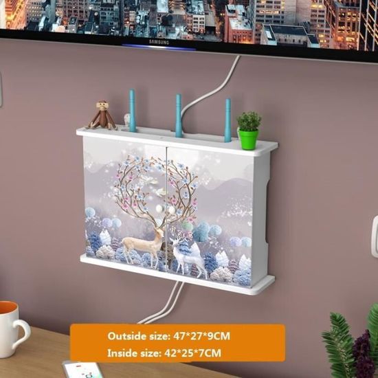 Boîte De Rangement Routeur Wifi Mural Avec Couvercle, Grande Capacité Pour La Maison, Salle D'étude, Chambre, Salon, Hôtel, Bureau (Beige Grande