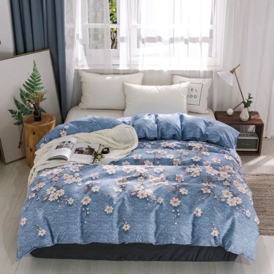 Housse De Couette Microfibre Douce 150x200cm - Fleur Marguerite, Fermeture éclair Cachée, Facile à Laver