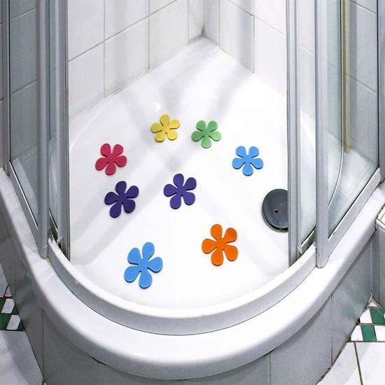Lot De 20 Bandes Adhésives Antidérapantes En Forme De Fleurs - Pour Baignoire Et Douche, Couleurs Multiples