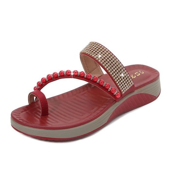 Tongs Femme Compensées à Paillettes - Talon Minceur, Semelle Antidérapante | Pour Plage, Intérieur, Extérieur