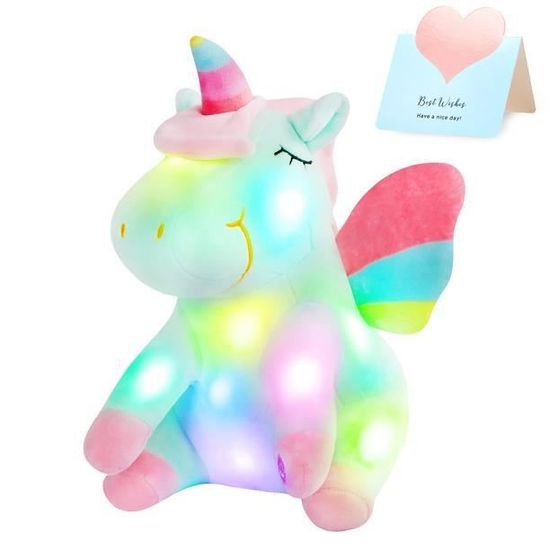 Luminou licorne peluche lumineuse naturelle fonctionne sans pile +/- 25cm